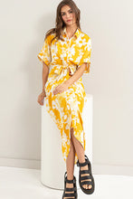 Load image into Gallery viewer, Floral Print Tie Front Pleated Shirt Dress