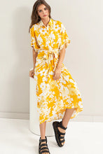 Load image into Gallery viewer, Floral Print Tie Front Pleated Shirt Dress