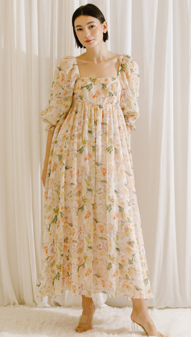 Realistic Flower Print Baby Doll Dress