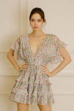 Load image into Gallery viewer, Pink Floral Open-Back Mini Dress