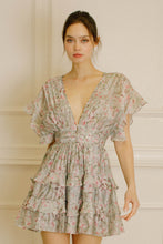Load image into Gallery viewer, Pink Floral Open-Back Mini Dress