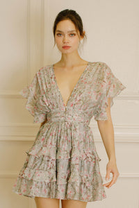 Pink Floral Open-Back Mini Dress