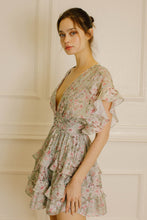Load image into Gallery viewer, Pink Floral Open-Back Mini Dress