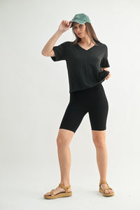 Pima Cotton Blend V-neck Tee