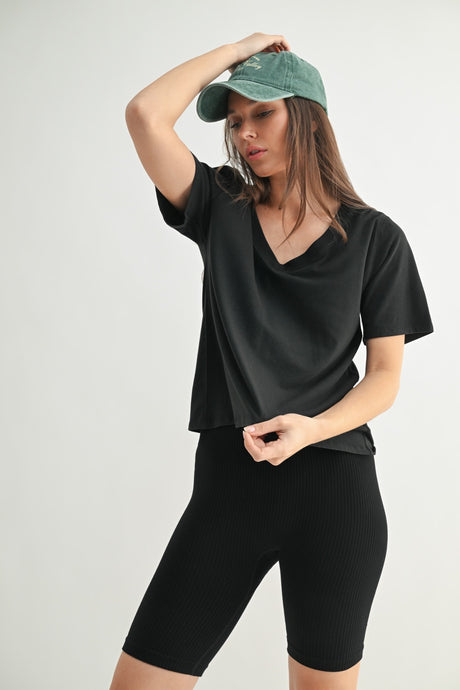 Pima Cotton Blend V-neck Tee