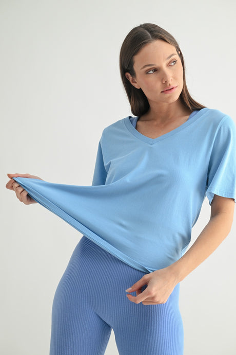 Pima Cotton Blend V-neck Tee