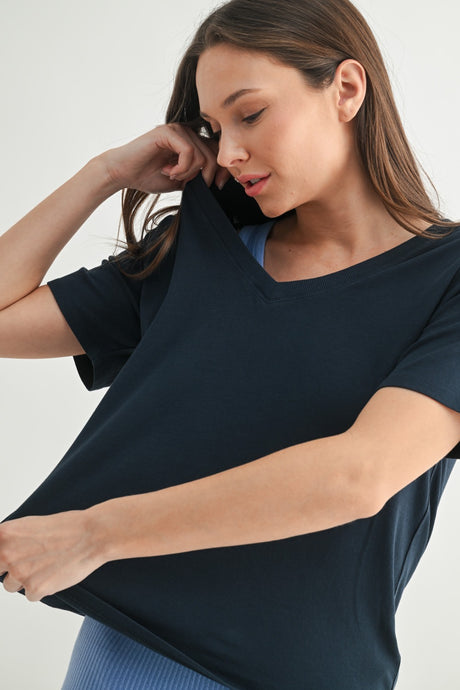 Pima Cotton Blend V-neck Tee