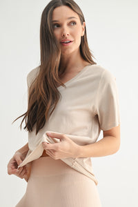 Pima Cotton Blend V-neck Tee