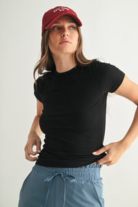 Essential Short-sleeve Micro-ribbed Athleisure Top