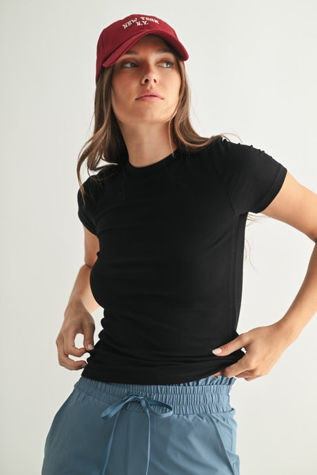 Essential Short-sleeve Micro-ribbed Athleisure Top