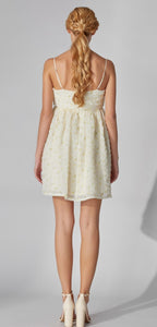 Textured Floral Sleeveless Babydoll Mini Dress
