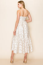 Load image into Gallery viewer, Sweet Heart Neck Line Midi Dress With Texture Fabric And A Slit On The Skirt