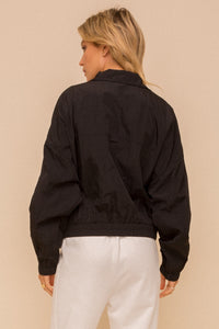 Zipper Detailed Front Crop Jacket