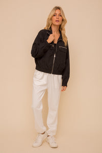 Zipper Detailed Front Crop Jacket