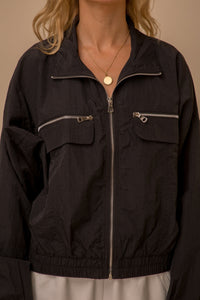 Zipper Detailed Front Crop Jacket