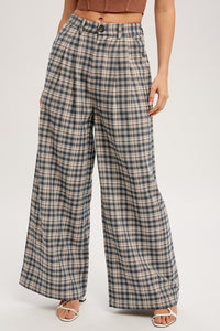 Plaid Over Wide Legged Pants