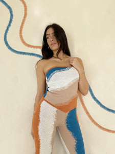 Ombre Pattern Sweater Tube Top