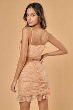 Load image into Gallery viewer, Flower Print Cami Crop Top and Shirring Mini Skirt Set