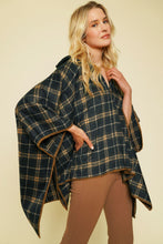 Load image into Gallery viewer, Plaid Zip-Up Poncho