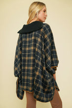 Load image into Gallery viewer, Plaid Zip-Up Poncho