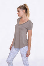 Load image into Gallery viewer, Long Line Deep V-neck Pocket Shirt-Cement