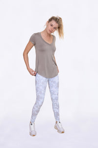 Long Line Deep V-neck Pocket Shirt-Cement