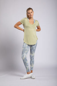 Long Line Deep V-neck Pocket Shirt-Dusty Mint