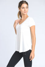 Load image into Gallery viewer, Long Line Deep V-neck Pocket Shirt-White