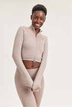 Load image into Gallery viewer, Cropped Raglan Athleisure Ribbed Jacket