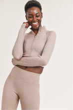 Load image into Gallery viewer, Cropped Raglan Athleisure Ribbed Jacket