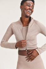 Load image into Gallery viewer, Cropped Raglan Athleisure Ribbed Jacket