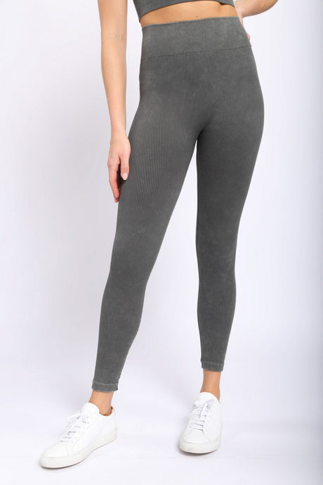 Ribbed Essential Mineral Wash Seamless Highwaist Leggings