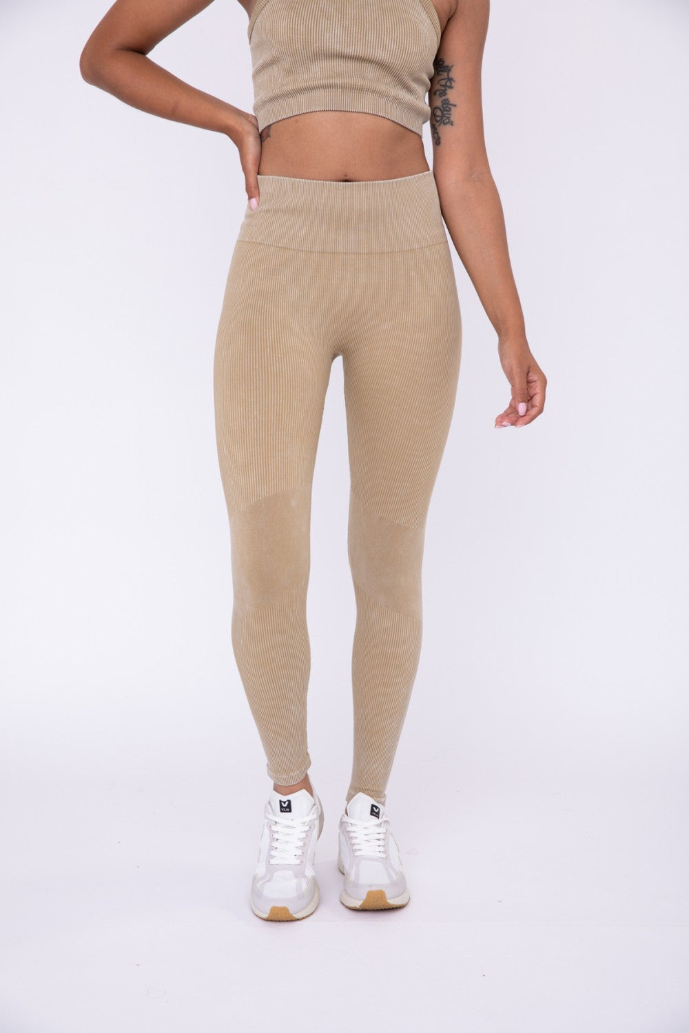 パンツ ROCKCAKE Highwaist Ribbed Ciara Leggings White RC23PT00600 Ivory Ribbed High Waist Leggings