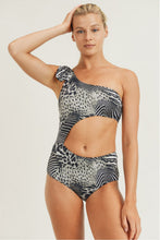 Load image into Gallery viewer, Safari Print Cutout One-Piece Swimsuit