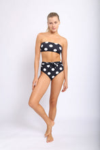 Load image into Gallery viewer, Black Polkadot Bikini with Tie Detail