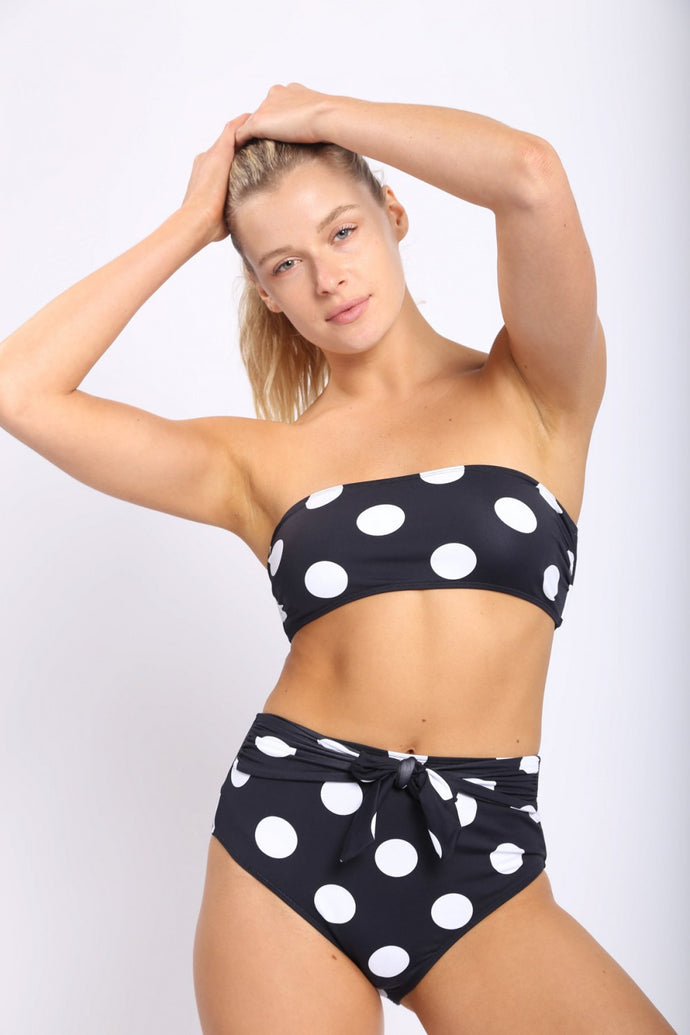 Black Polkadot Bikini with Tie Detail