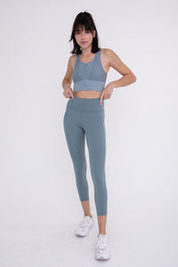 Laser Cut Seamless Sports Bra-Blue 22