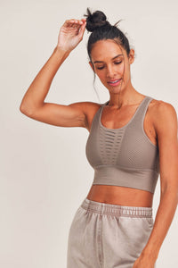 Laser Cut Seamless Sports Bra-Heather