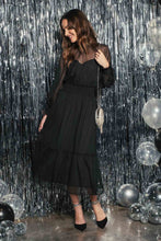 Load image into Gallery viewer, Mock Neck Sheer Midi Dress