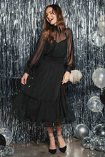 Load image into Gallery viewer, Mock Neck Sheer Midi Dress