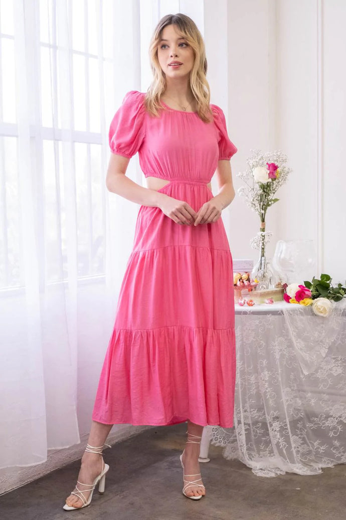 Asymmetrical Waist Cut Out Midi Dress