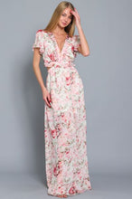 Load image into Gallery viewer, Short Sleeve Ruffle Neck Cut Out Waisted Maxi Dress