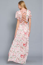 Load image into Gallery viewer, Short Sleeve Ruffle Neck Cut Out Waisted Maxi Dress