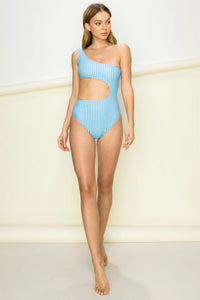 Attraction Gingham Cutout One-Shoulder Swimsuit