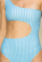 Load image into Gallery viewer, Attraction Gingham Cutout One-Shoulder Swimsuit