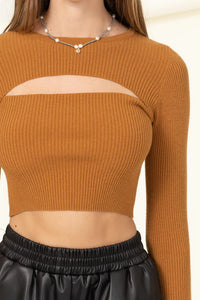 Be My Comfort Ribbed Cutout Crop Top