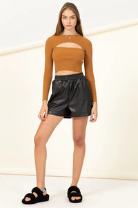Be My Comfort Ribbed Cutout Crop Top