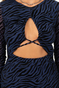 Frisky Love Zebra Print Cutout Mini Dress