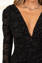 Load image into Gallery viewer, High-Standards Geometric Mesh Ruched Mini Dress