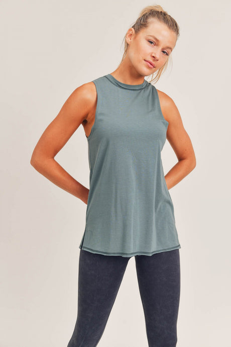 Shirred & Gathered Back Flow Tank Top